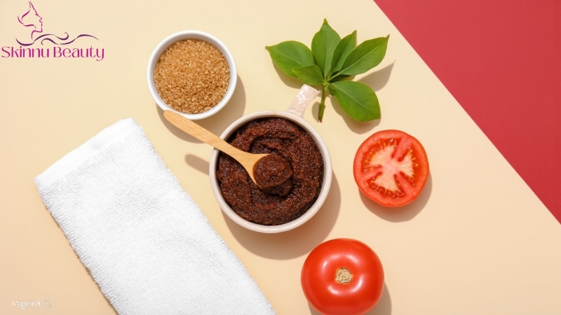 cà chua và đường giúp làm trắng da tự nhiên