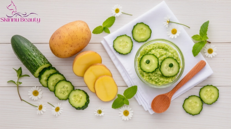 cách làm mặt nạ dưỡng da bằng dưa chuột và khoai tây