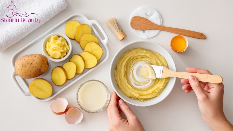 cách làm mặt nạ dưỡng da bằng trứng và khoai tây