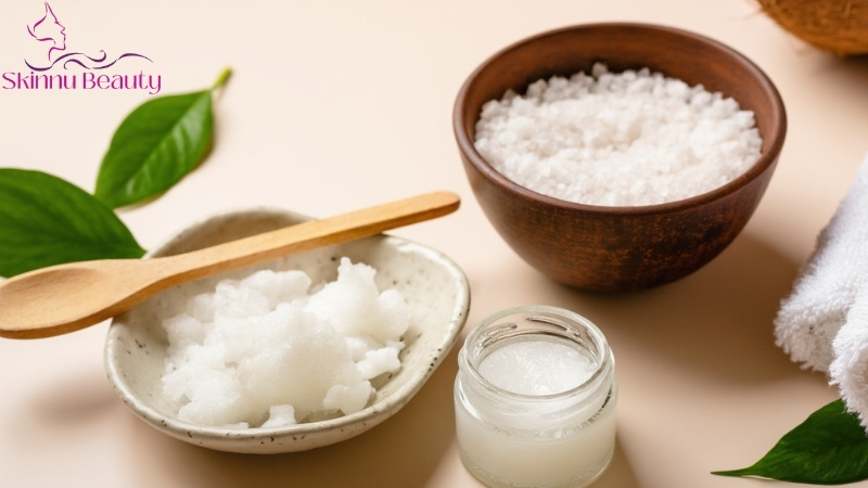 cách làm trắng da bằng dầu dừa và muối biển