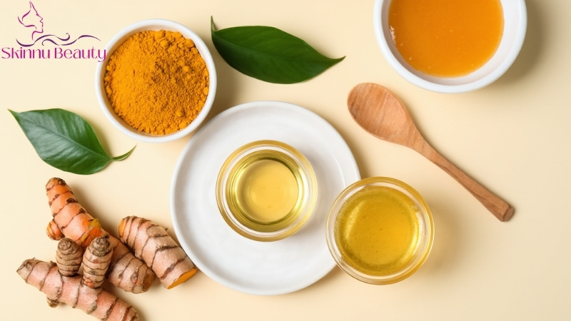 cách làm trắng da mặt bằng mật ong và nghệ tươi