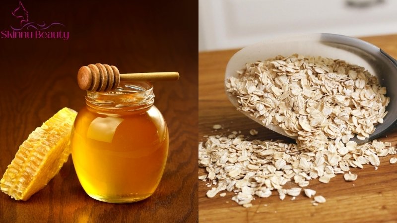 mật ong và bột yến mạch làm trắng da