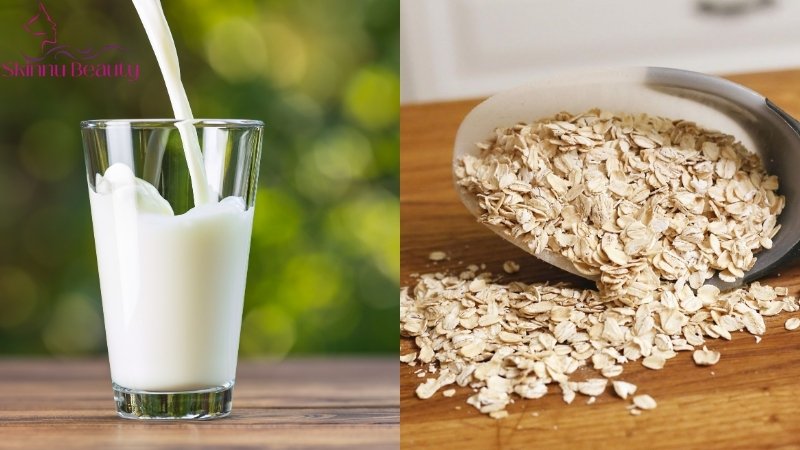 sữa tươi và bột yến mạch làm trắng da