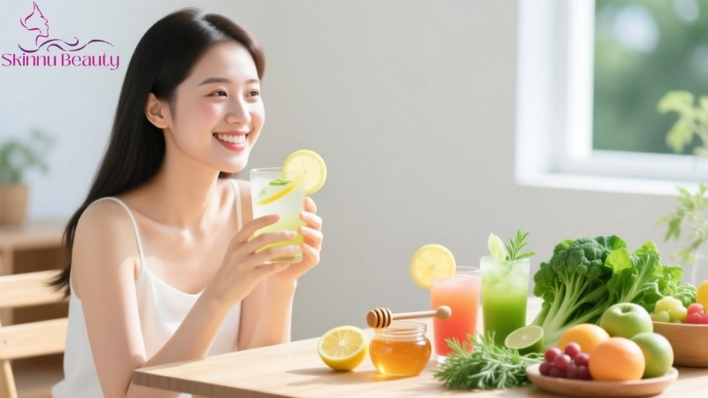 uống gì để đẹp da hết mụn