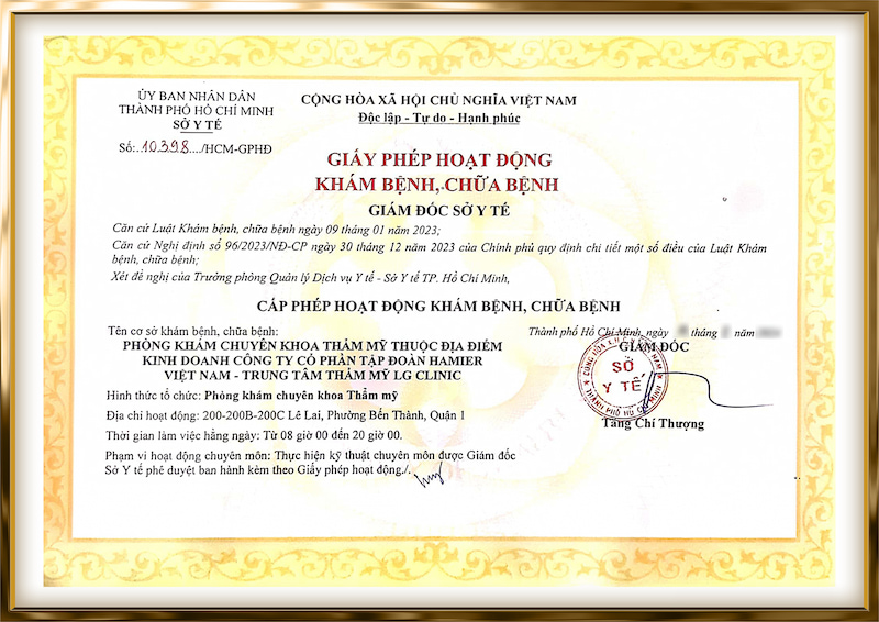Giấy phép hoạt động của LG Clinic